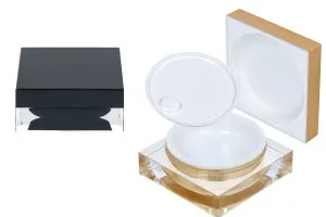 Vasetto di lusso da 50 ml in acrilico per crema, di forma quadrata, con tappo e guarnizione interna in plastica.-1