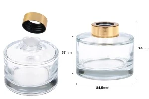 Bottiglia cilindrica in vetro da 200 ml trasparente con tappo e tappo oro-2