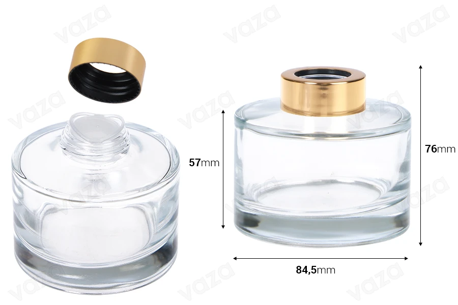 Μπουκάλι γυάλινο κυλινδρικό 200 ml διάφανο με χρυσό καπάκι και τάπα Μπουκάλι γυάλινο κυλινδρικό 200 ml διάφανο με χρυσό καπάκι και τάπα-εικόνα_διαστάσεις
