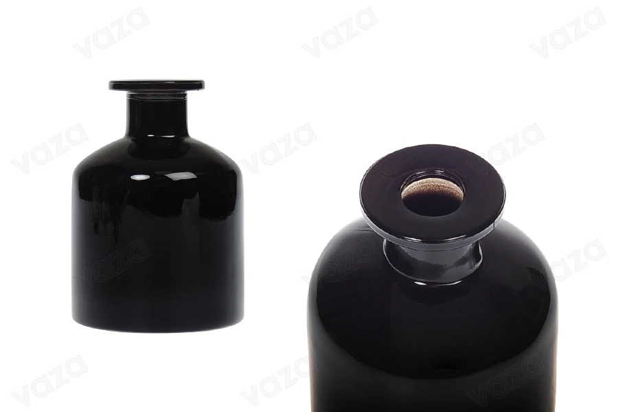 Μπουκάλι 250 ml γυάλινο σε μαύρο χρώμα κατάλληλο για αρωματικό χώρου-εικόνα_προϊοντική