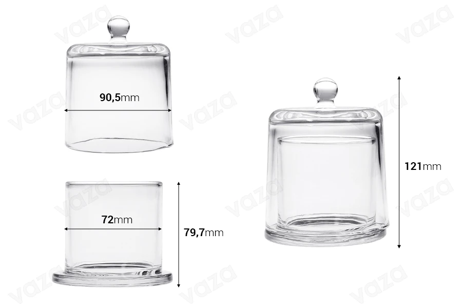 Διακοσμητική γυάλινη φοντανιέρα 200 ml με καπάκι καμπάνα-εικόνα_διαστάσεις