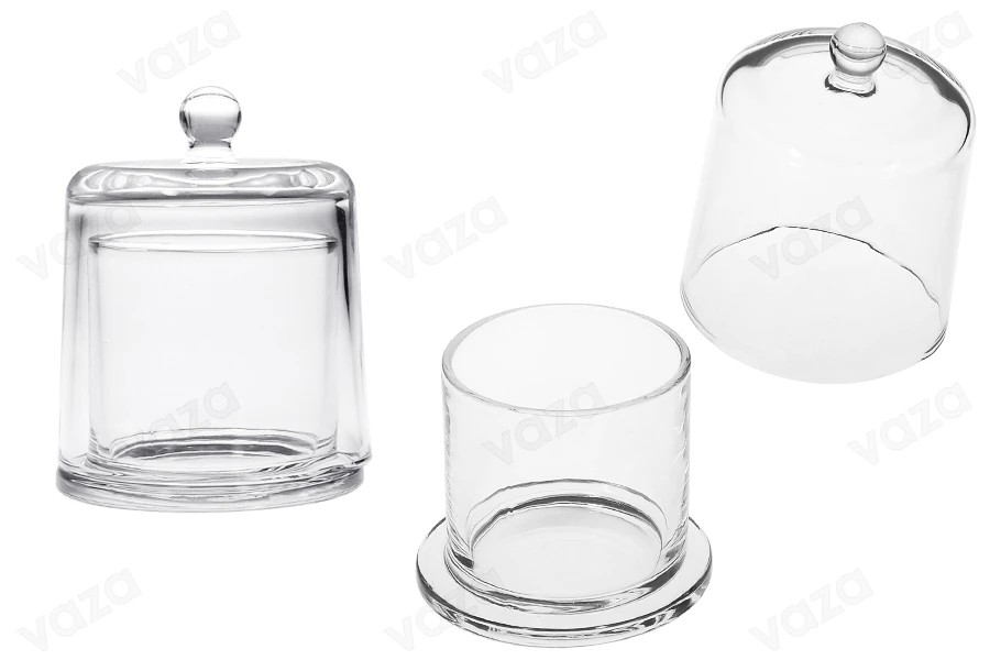 Fontana decorativa in vetro da 300 ml con coperchio a campana-immagine_prodotto