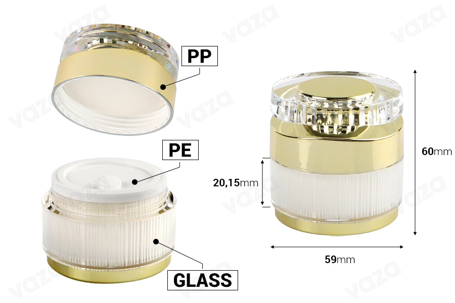 Luxury 30 ml acrylic jar for cream with acrylic cap and plastic gasket Luxury 30 ml acrylic jar for cream with acrylic cap and plastic gasket-photo_dimensions