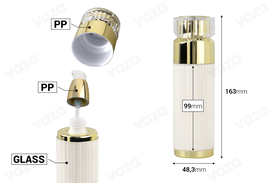Ακρυλικό μπουκάλι 100 ml πολυτελείας με αντλία κρέμας και ακρυλικό καπάκι-εικόνα_διαστάσεις