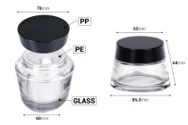 Γυάλινο διάφανο βάζο 100 ml για κρέμα με καπάκι και πλαστικό παρέμβυσμα Γυάλινο διάφανο βάζο 100 ml για κρέμα με καπάκι και πλαστικό παρέμβυσμα