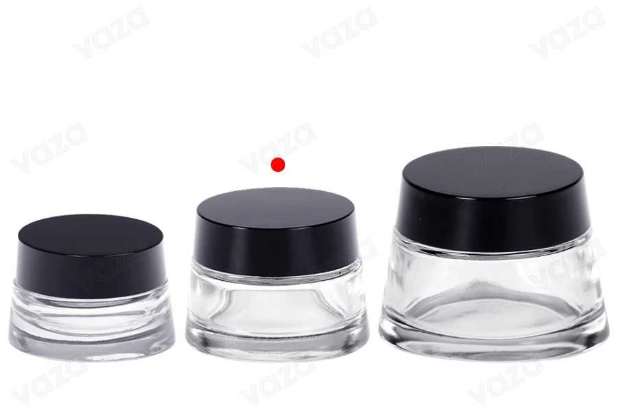 Γυάλινο διάφανο βάζο 50 ml για κρέμα με καπάκι και πλαστικό παρέμβυσμα-εικόνα_σύνθεση
