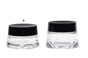 Γυάλινο βάζο 30 ml διάφανο για κρέμα με μαύρο καπάκι και πλαστικό παρέμβυσμα-3