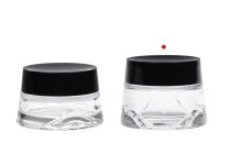 Γυάλινο βάζο 50 ml διάφανο για κρέμα με μαύρο καπάκι και πλαστικό παρέμβυσμα