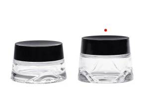 Γυάλινο βάζο 50 ml διάφανο για κρέμα με μαύρο καπάκι και πλαστικό παρέμβυσμα-3