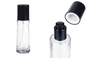 100ml transparente Glasflasche mit schwarzer Cremepumpe und Verschluss-1