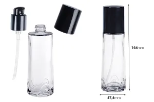 100ml transparente Glasflasche mit schwarzer Cremepumpe und Verschluss-2