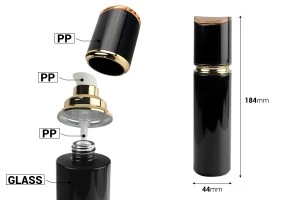 Γυάλινο μπουκάλι 100 ml πολυτελείας σε μαύρο χρώμα με αντλία κρέμας και ακρυλικό καπάκι-2