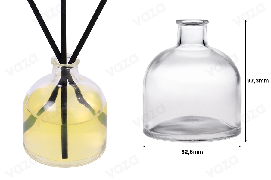 Shishe qelqi transparente 150 ml e përshtatshme për aromatizues ambienti-εικόνα_διαστάσεις
