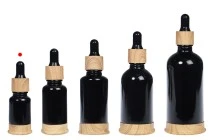 Μπουκαλάκι γυάλινο 10 ml μαύρο με πλαστικό σταγονομετρητή και βάση σε σχέδιο ξύλου Μπουκαλάκι γυάλινο 10 ml μαύρο με πλαστικό σταγονομετρητή και βάση σε σχέδιο ξύλου