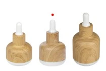 Μπουκαλάκι 30 ml γυάλινο με πλαστική επικάλυψη και σταγονομετρητή σε σχέδιο ξύλου