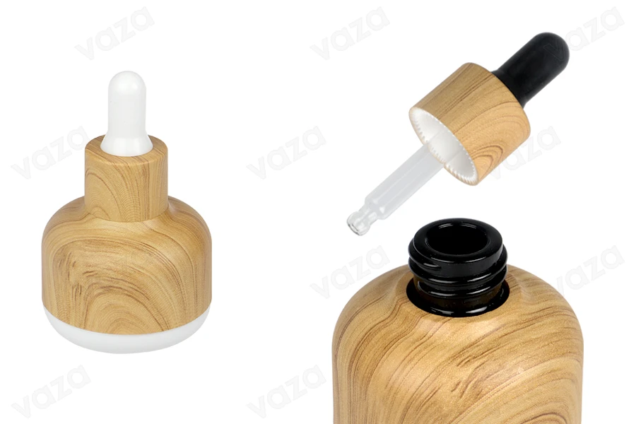 15 ml glass bottle with plastic coating and dropper in wood design 15 ml glass bottle with plastic coating and dropper in wood design-image_product
