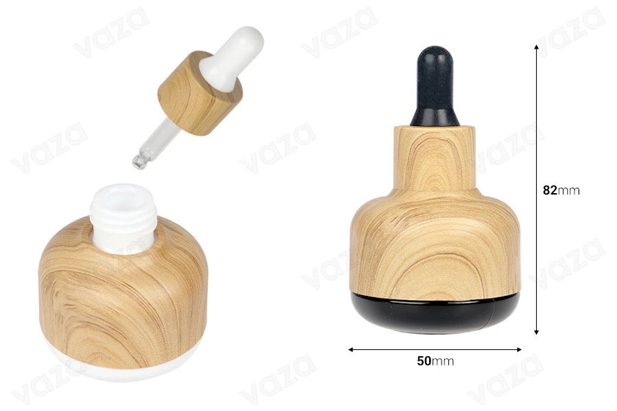 15 ml glass bottle with plastic coating and dropper in wood design 15 ml glass bottle with plastic coating and dropper in wood design-image_dimensions