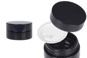 Schwarze Glasdose 30ml für Creme mit Deckel und Kunststoffverschluss-1
