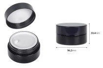 Schwarze Glasdose 30ml für Creme mit Deckel und Kunststoffverschluss Schwarze Glasdose 30ml für Creme mit Deckel und Kunststoffverschluss
