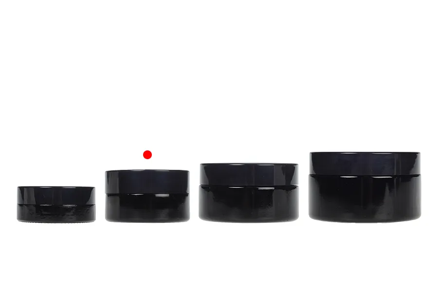 Schwarze Glasdose 30ml für Creme mit Deckel und Kunststoffverschluss Schwarze Glasdose 30ml für Creme mit Deckel und Kunststoffverschluss