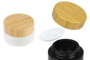 Glasbehälter für Creme 30ml mit Bambusdeckel und Kunststoffdichtung-1