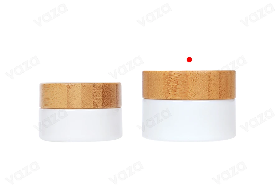 Glasbehälter für Creme 50ml mit Bambusdeckel und Kunststoffverschluss-bildgruppe