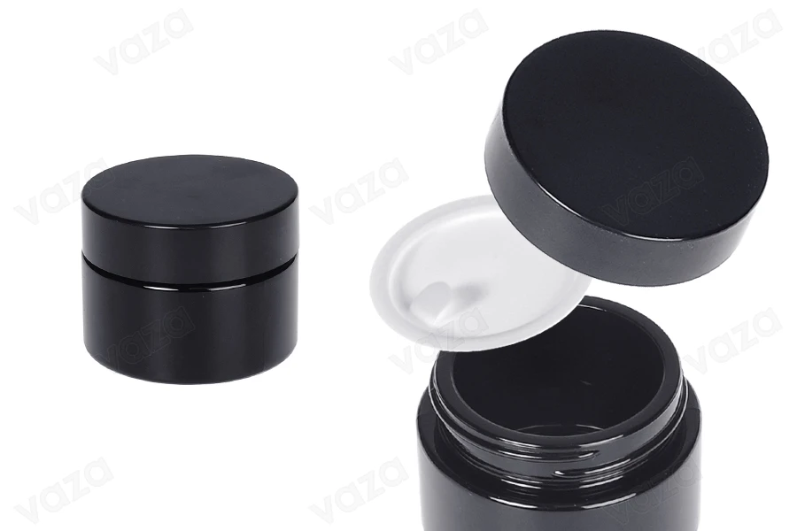 Βαζάκι για κρέμα γυάλινο 30 ml σε μαύρο χρώμα με καπάκι και πλαστικό παρέμβυσμα Βαζάκι για κρέμα γυάλινο 30 ml σε μαύρο χρώμα με καπάκι και πλαστικό παρέμβυσμα-εικόνα_προϊοντική