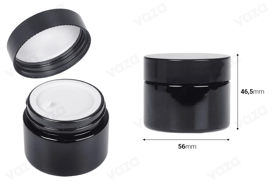 Barattolo per crema in vetro da 50 ml di colore nero con coperchio e sigillo in plastica Barattolo per crema in vetro da 50 ml di colore nero con coperchio e sigillo in plastica-εικόνα_διαστάσεις