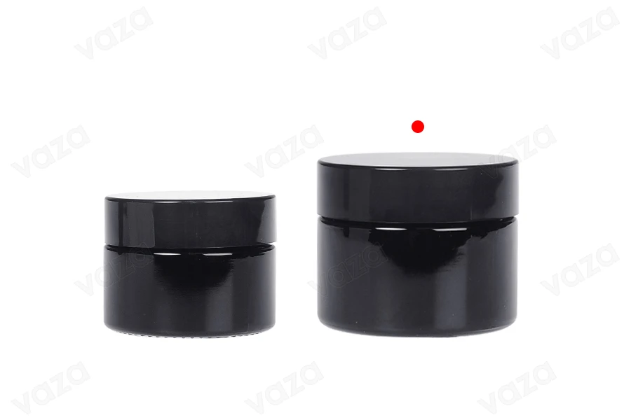 Barattolo per crema in vetro da 50 ml di colore nero con coperchio e sigillo in plastica Barattolo per crema in vetro da 50 ml di colore nero con coperchio e sigillo in plastica-εικόνα_σύνθεση
