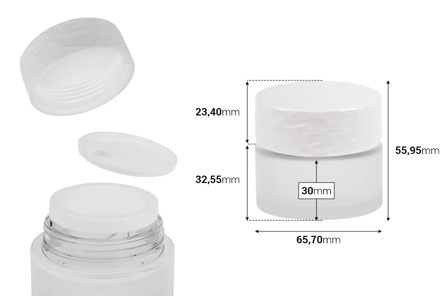30 ml nachfüllbares Glasgefäß mit Acryldeckel und Kunststoffdichtung