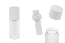 Μπουκάλι 30 ml επαναγεμιζόμενο με αντλία κρέμας και εξωτερική γυάλινη θήκη αμμοβολής Μπουκάλι 30 ml επαναγεμιζόμενο με αντλία κρέμας και εξωτερική γυάλινη θήκη αμμοβολής
