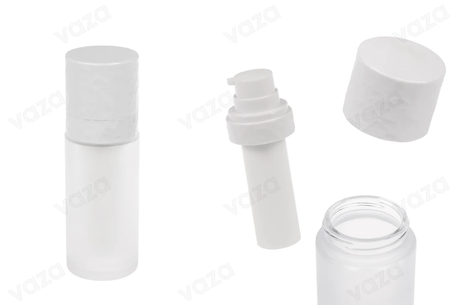 Μπουκάλι 30 ml επαναγεμιζόμενο με αντλία κρέμας και εξωτερική γυάλινη θήκη αμμοβολής-εικόνα_προϊοντική