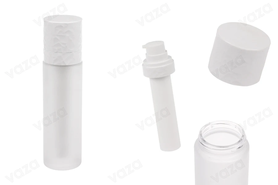 50 ml nachfüllbare Flasche mit Cremepumpe und äußerem sandgestrahltem Glasgehäuse 50 ml nachfüllbare Flasche mit Cremepumpe und äußerem sandgestrahltem Glasgehäuse-produktbild