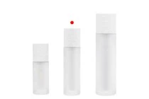 Flacone ricaricabile da 50 ml con pompa per crema e custodia esterna in vetro smerigliato