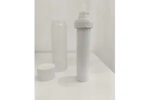 Flacone ricaricabile airless in plastica da 15 ml per crema con custodia esterna in vetro satinato-5