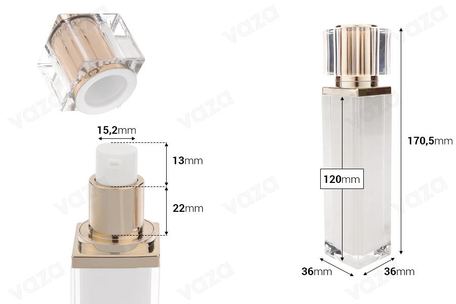 Shishe luksoze akrilike e ripërdorshme 50 ml me pompë për krem dhe kapak. Shishe luksoze akrilike e ripërdorshme 50 ml me pompë për krem dhe kapak. -imazh_dimensione