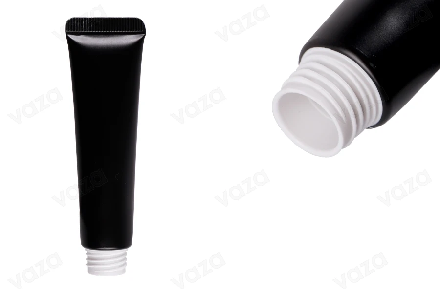Tubo in plastica da 15 ml (bocca larga) con rivestimento interno in alluminio di colore nero opaco - 12 pz Tubo in plastica da 15 ml (bocca larga) con rivestimento interno in alluminio di colore nero opaco - 12 pz-immagine_prodotto