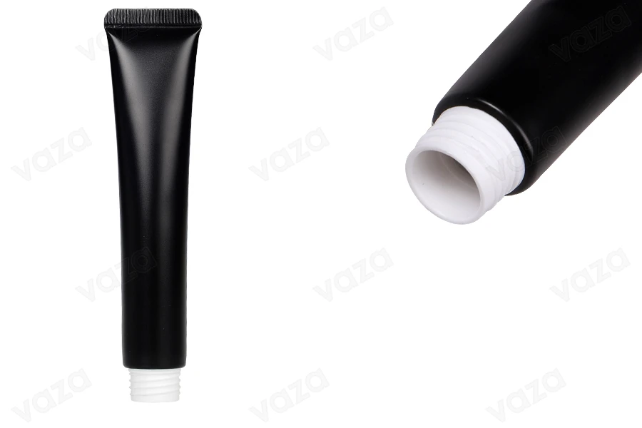 Kunststofftube 25 ml (weite Öffnung) mit innerer Aluminiumbeschichtung in schwarzer Mattfarbe - 12 Stück Kunststofftube 25 ml (weite Öffnung) mit innerer Aluminiumbeschichtung in schwarzer Mattfarbe - 12 Stück-produktbild
