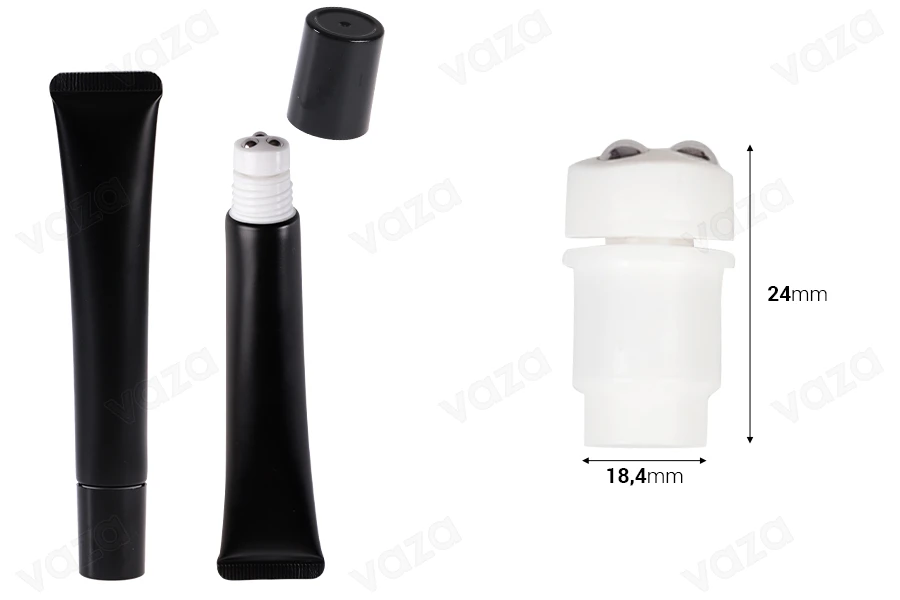 Roll on set with metal balls with cap for tubes with wide mouth - 6 pcs-εικόνα_διαστάσεις