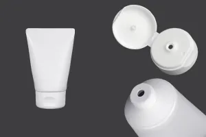 Tube en plastique 100 ml blanc avec revêtement intérieur en aluminium et bouchon rabattable - 12 pcs-1