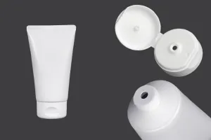 Tube en plastique 150 ml blanc avec revêtement intérieur en aluminium et bouchon rabattable - 12 pcs-1