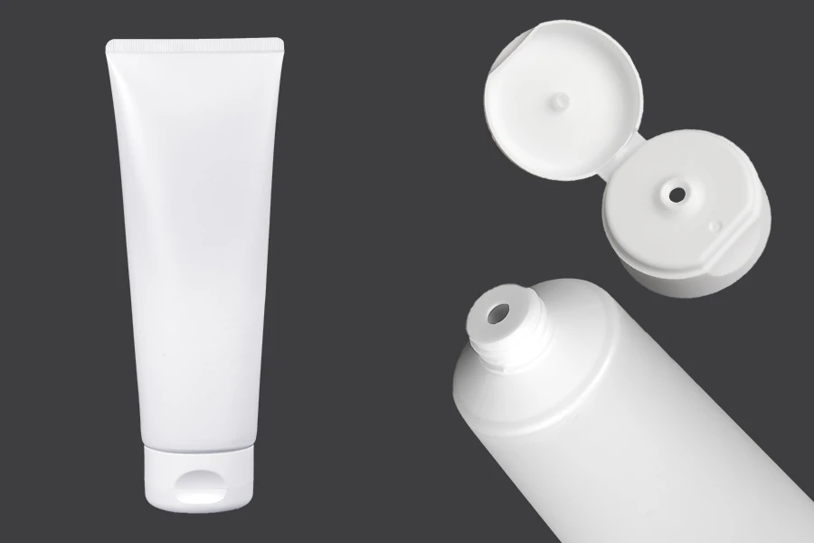 Plastic tube 200 ml white with inner aluminum coating and flip top cap - 12 pcs