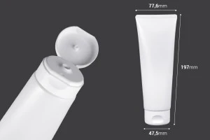 Tube en plastique 200 ml blanc avec revêtement intérieur en aluminium et bouchon rabattable - 12 pcs-2