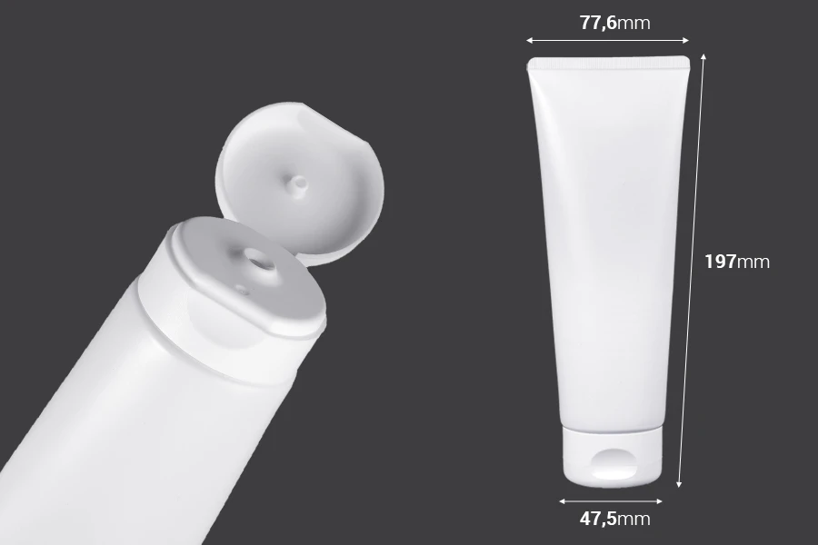 Plastic tube 200 ml white with inner aluminum coating and flip top cap - 12 pcs