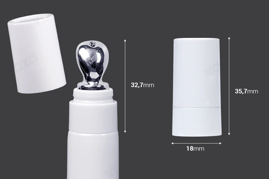 Jeu de têtes en aluminium argenté pour sérum avec bouchon en plastique pour tubes à bouche large - 6 pcs-photo_dimensions