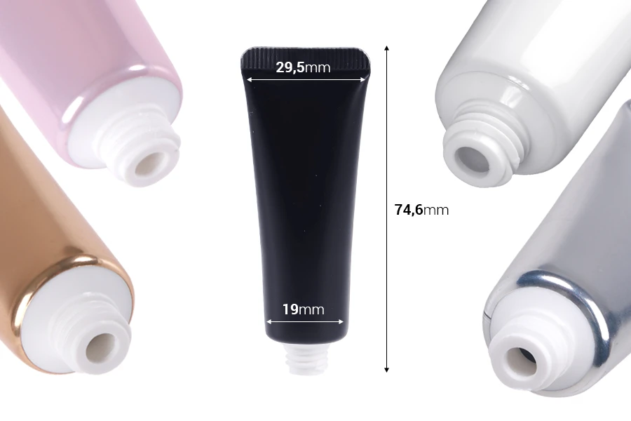 Tubo in plastica da 10 ml (bocca stretta) con rivestimento interno in alluminio in vari colori - 12 pz Tubo in plastica da 10 ml (bocca stretta) con rivestimento interno in alluminio in vari colori - 12 pz