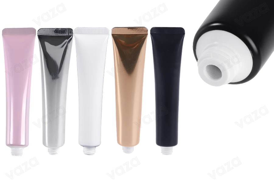 Plastic tube 20 ml (narrow mouth) with inner aluminum coating in various colors - 12 pcs Plastic tube 20 ml (narrow mouth) with inner aluminum coating in various colors - 12 pcs-image_product