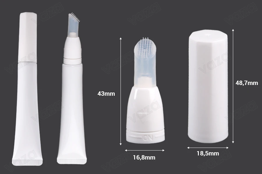 Jeu de pinceaux en silicone avec capuchon en plastique pour tubes à bouche étroite - 6 pcs Jeu de pinceaux en silicone avec capuchon en plastique pour tubes à bouche étroite - 6 pcs-photo_dimensions