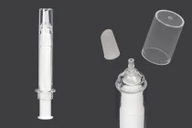 Tubo - siringa acrilica 10 ml airless per uso cosmetico con tappo - 6 pz Tubo - siringa acrilica 10 ml airless per uso cosmetico con tappo - 6 pz