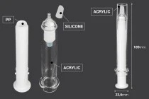 Tubo - siringa acrilica 20 ml airless per uso cosmetico con tappo - 6 pz Tubo - siringa acrilica 20 ml airless per uso cosmetico con tappo - 6 pz